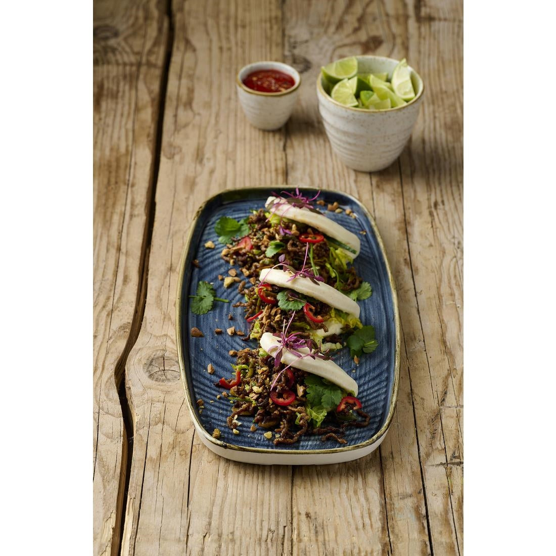 Churchill Stonecast Blueberry Chefs' Walled Oblong Plates 350mm (6 Pack)