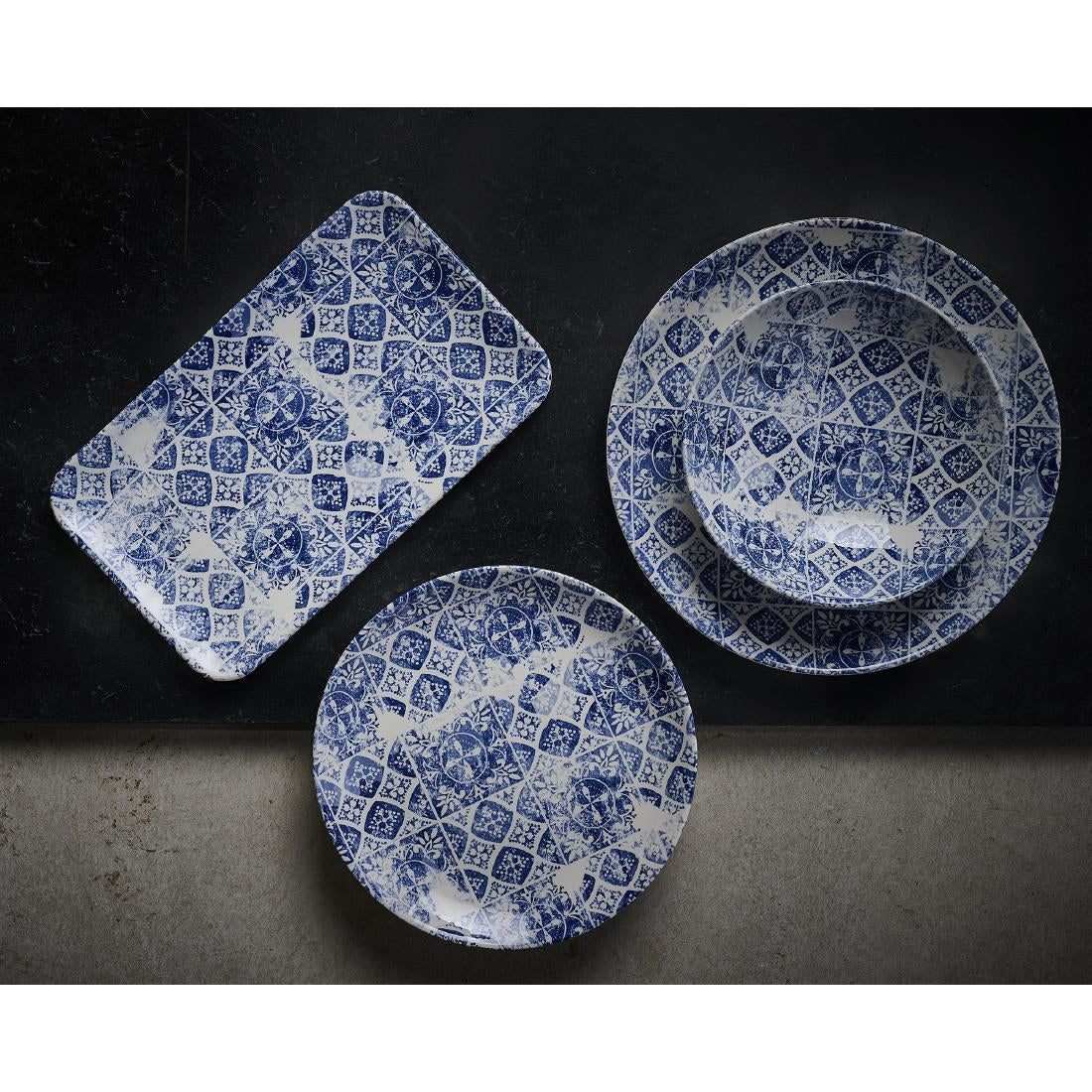 Dudson Makers Collection Organic Rectangular Platters Porto Blue 179mm (12 Pack)