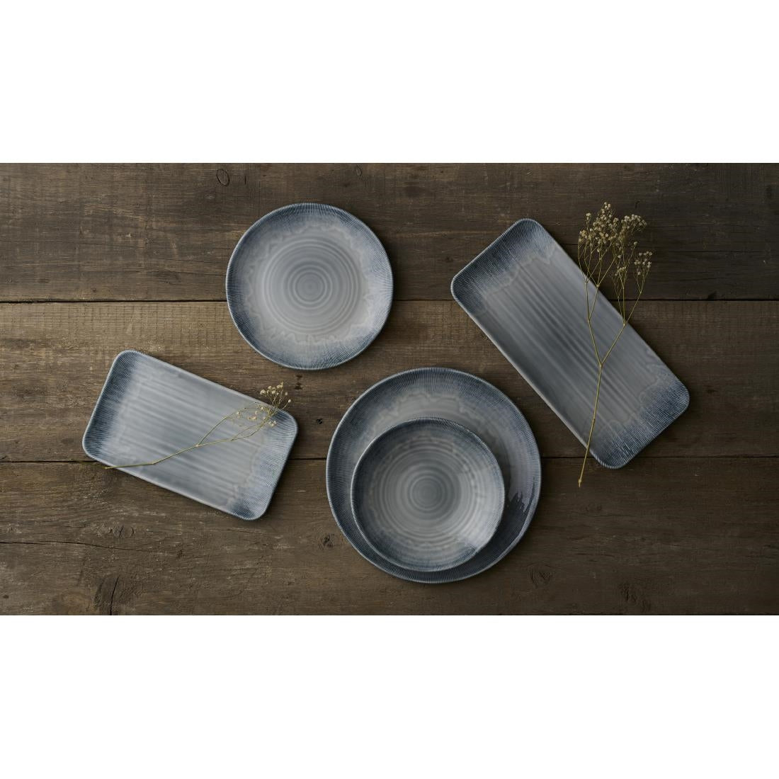 Dudson Harvest Flux Grey Organic Coupe Plates 295mm (12 Pack)