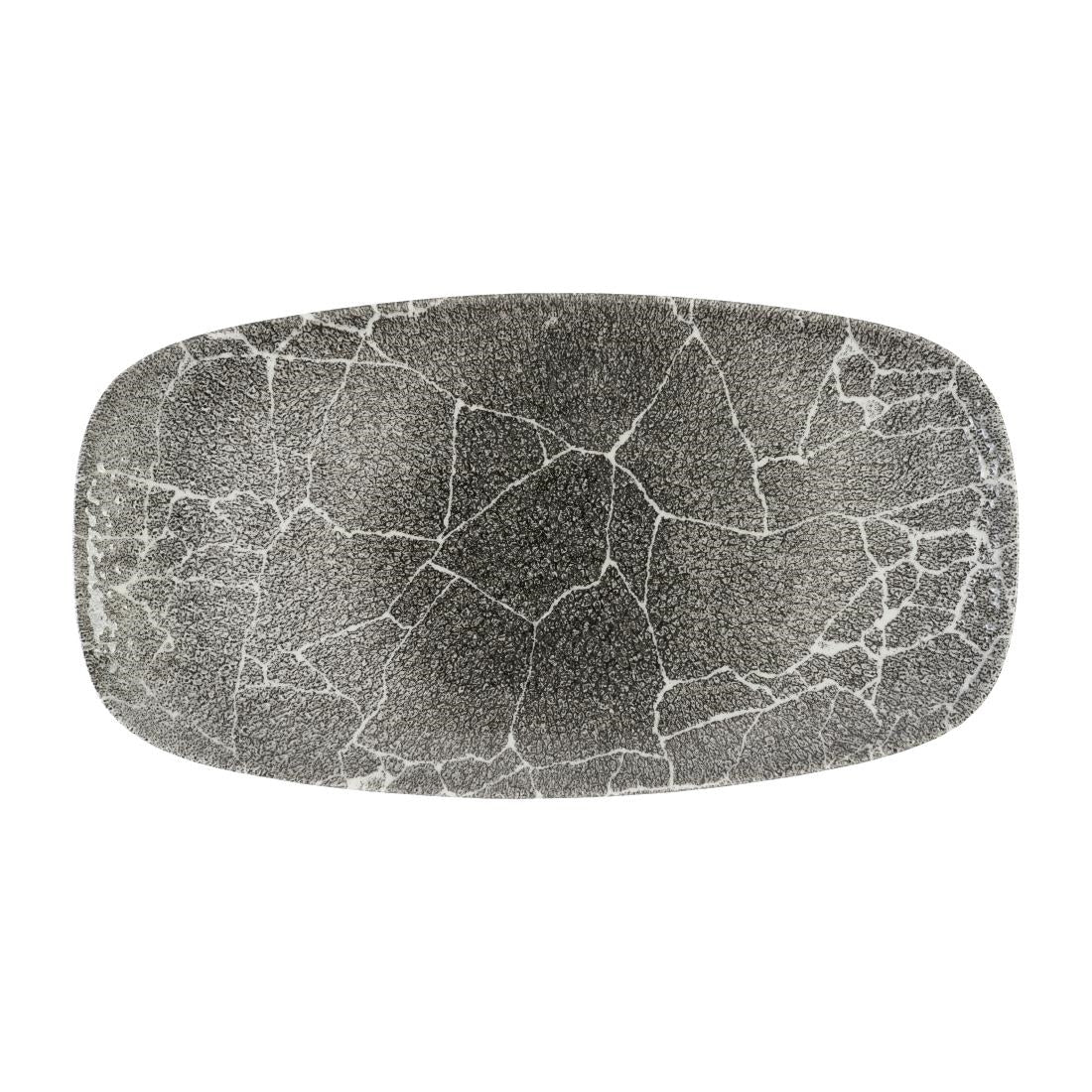 Churchill Studio Prints Kintsugi Quartz Black Chefs' Oblong Plates No. 4 355 x 189mm (6 Pack)