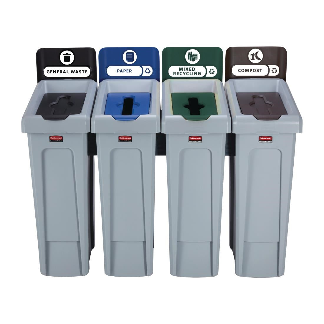 Rubbermaid Slim Jim Four Stream Recycling Station 4x 87Ltr