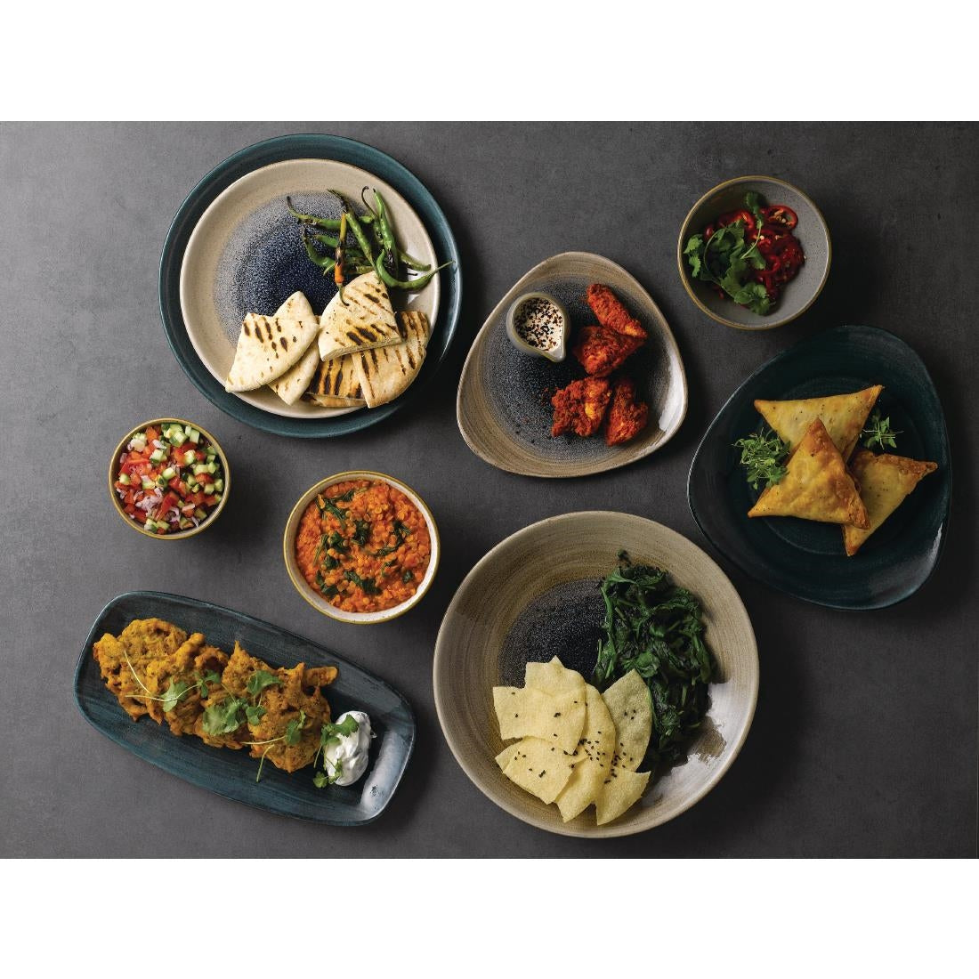Churchill Stonecast Patina Oblong Chef Plates Rustic Teal 298 x 153mm (12 Pack)