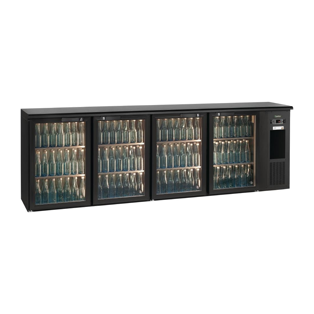 Gamko E3 Bottle Cooler with 4 Hinged Glass Doors Black 728Ltr