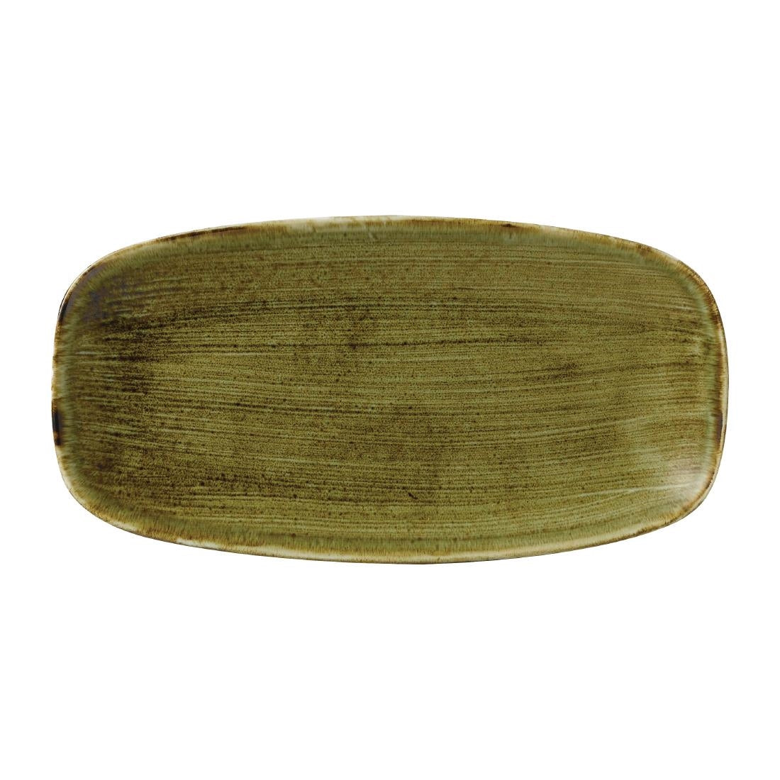 Stonecast Plume Olive Chefs' Oblong Plates No. 4 13 7/8 x 7 3/8 " (6 Pack)