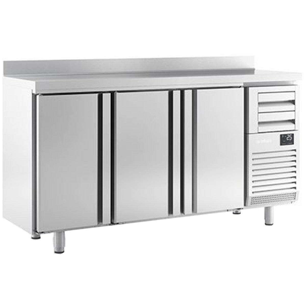 Triple Door Tall Back Bar Refrigerated Counter With Upstand