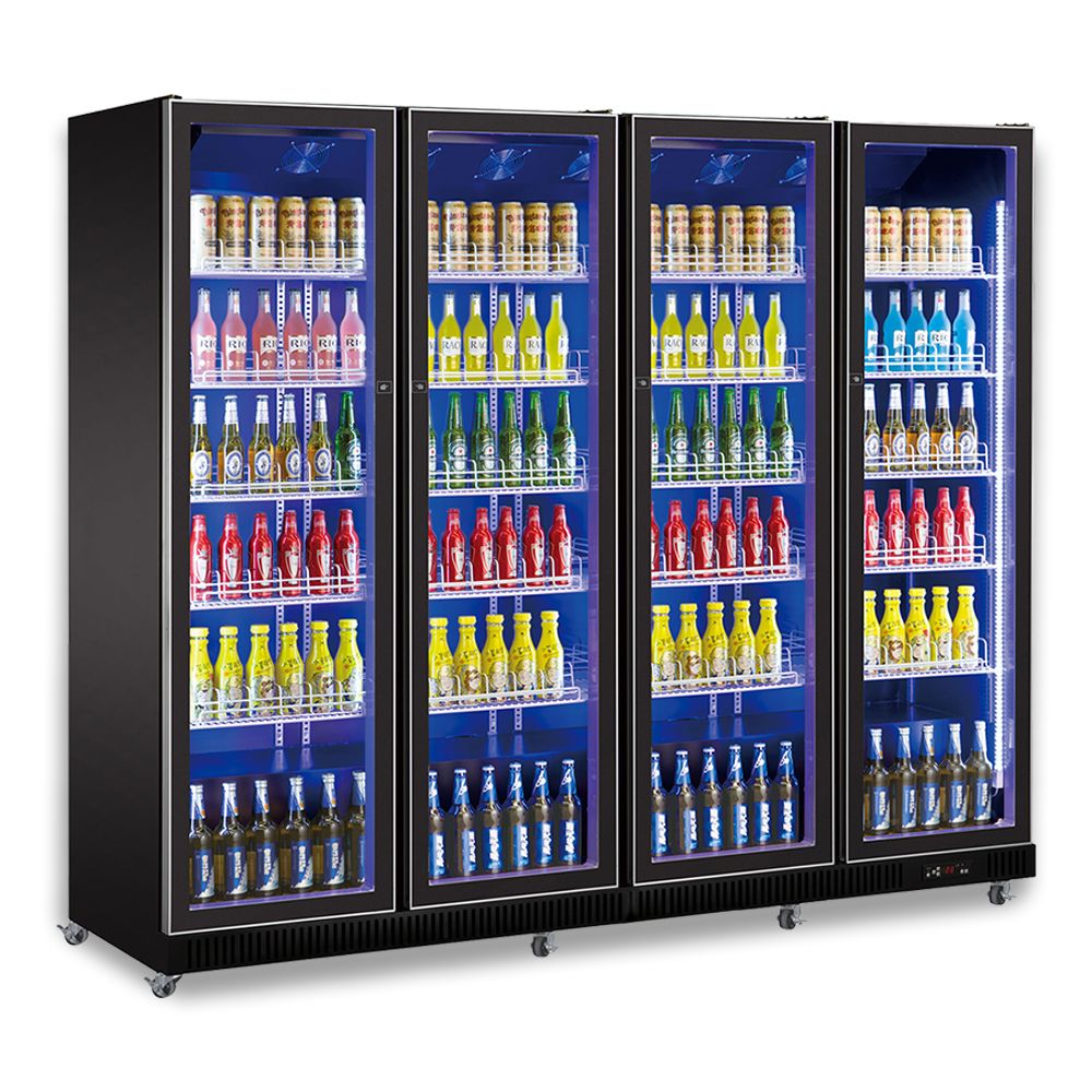 Stylish Black Combisteel 1065L Glass Door Merchandiser Fridge – Perfect for Showcasing Your Products