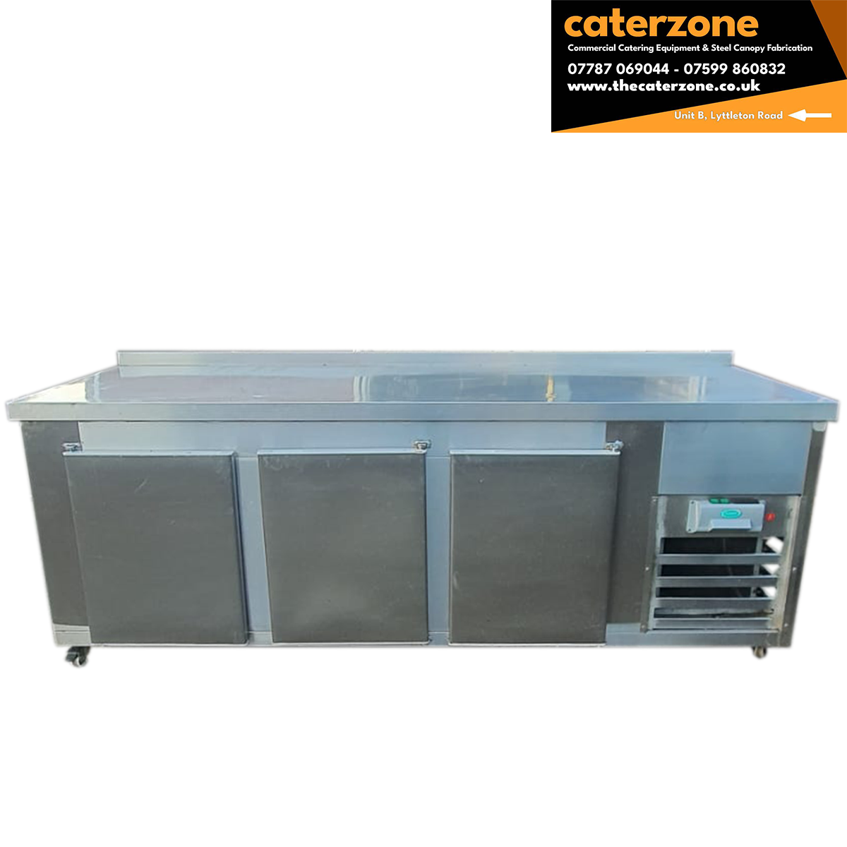 BBQ Mangal Deep Bench Fridge 3 Doors with splashback - Refurbished