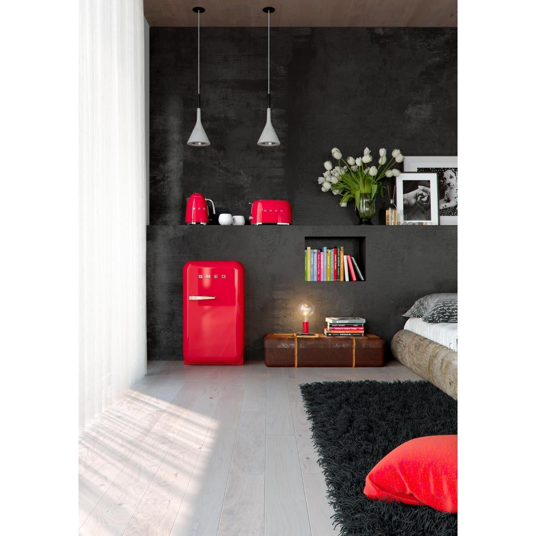 Smeg 50s Retro Mini Bar Fridge Red FAB5RRD5
