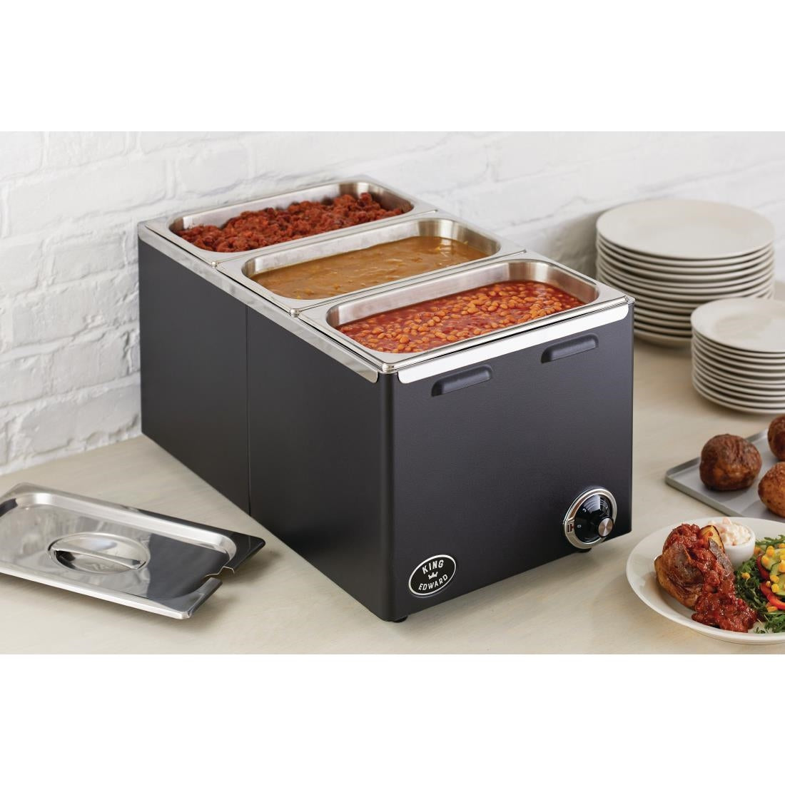 King Edward Wet and Dry Heat Bain Marie Black