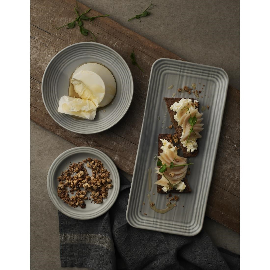 Dudson Harvest Norse Organic Rectangular Plates Grey 270x160mm (12 Pack)