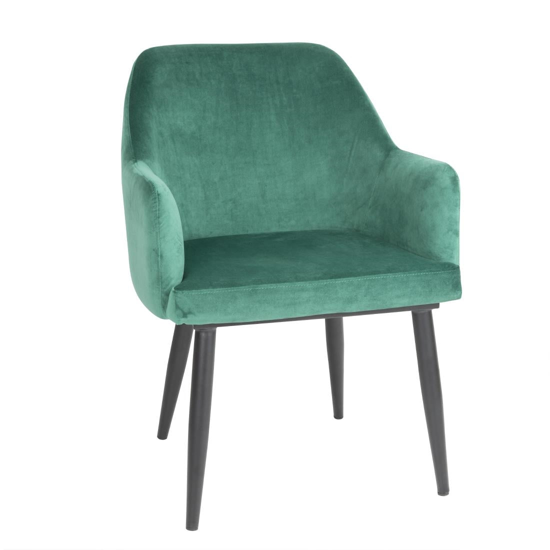 Bolero Lia Velvet Effect Chairs Dark Green (2 Pack)