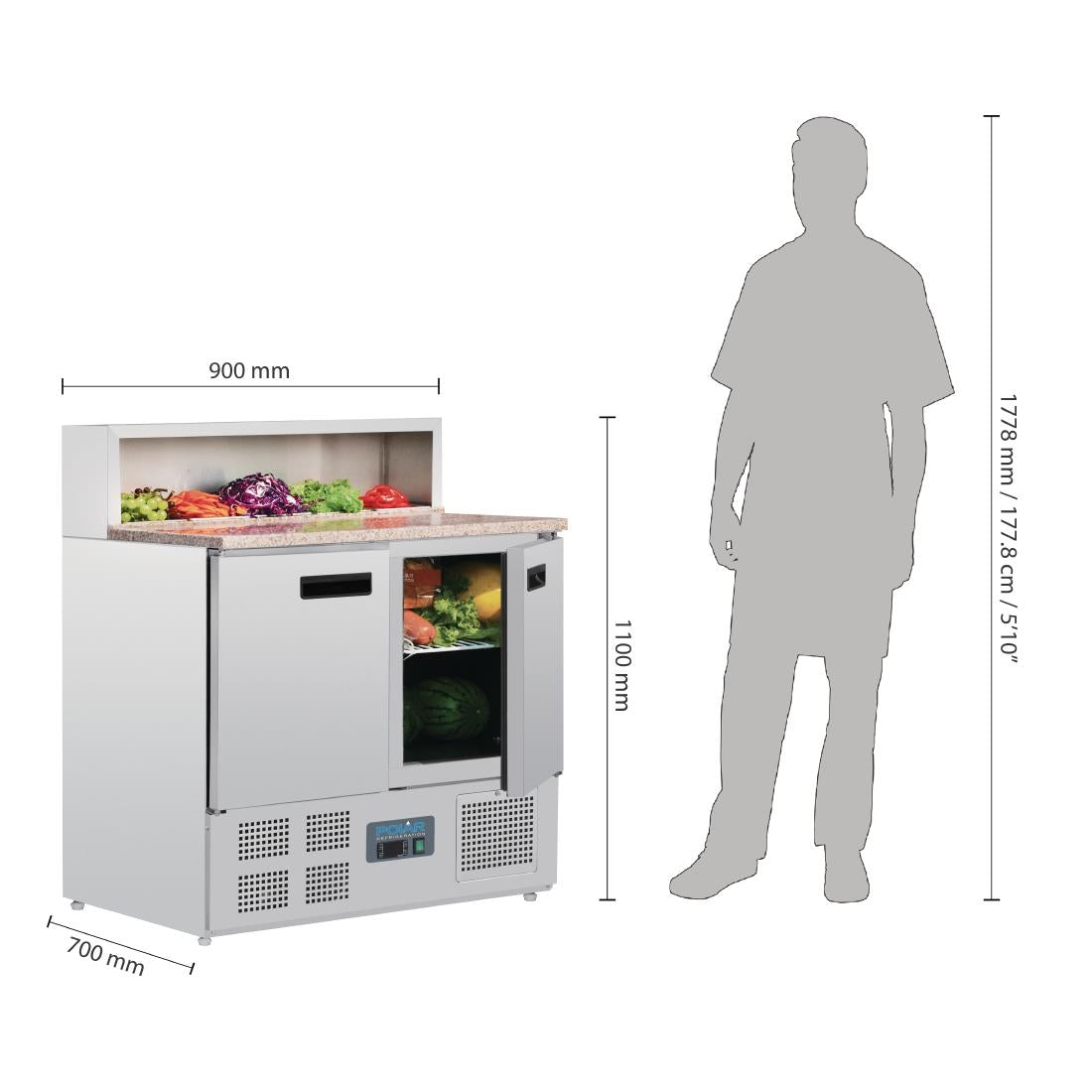Polar G-Series Pizza Prep Counter Fridge 288Ltr