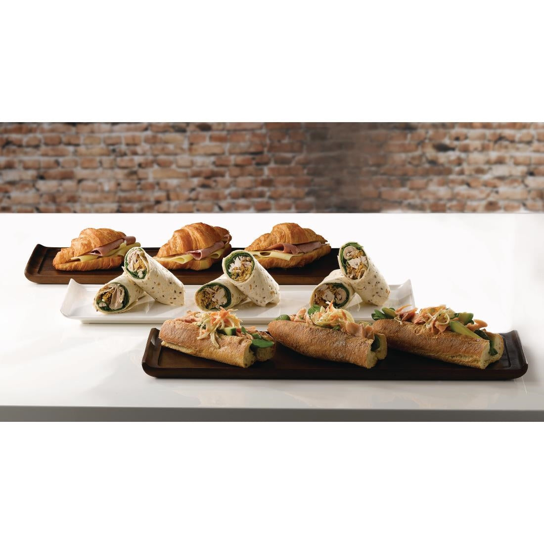 Churchill Alchemy Wooden Rectangular Trays 200x580mm (4 Pack)