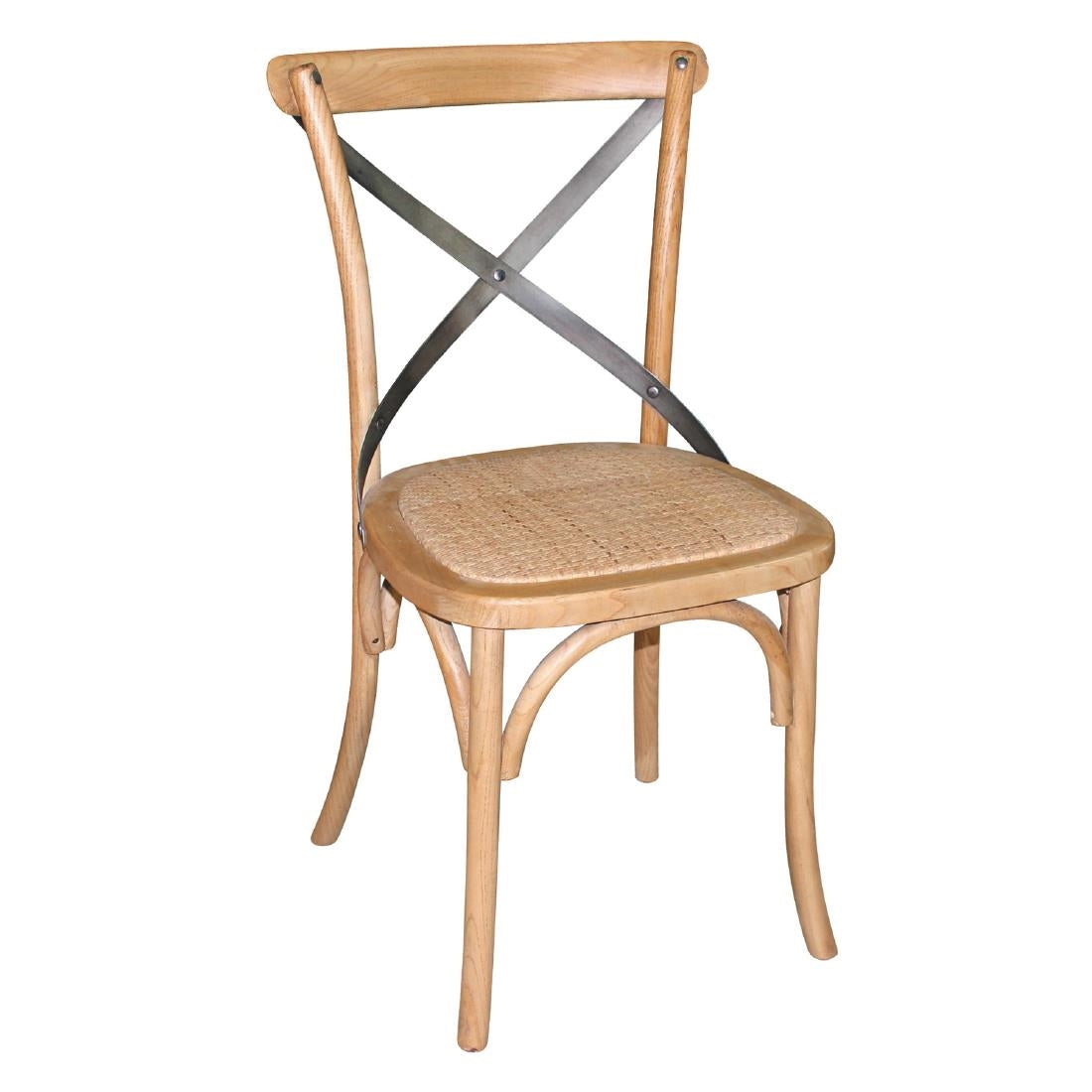 Bolero Bentwood Chairs with Metal Cross Back Natural (2 Pack)