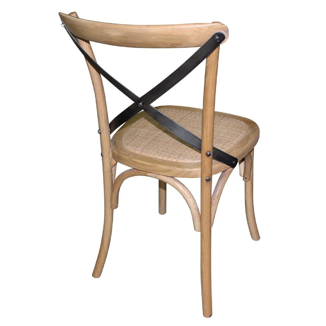 Bolero Bentwood Chairs with Metal Cross Back Natural (2 Pack)
