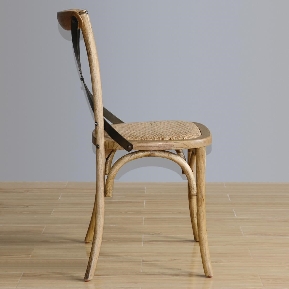 Bolero Bentwood Chairs with Metal Cross Back Natural (2 Pack)
