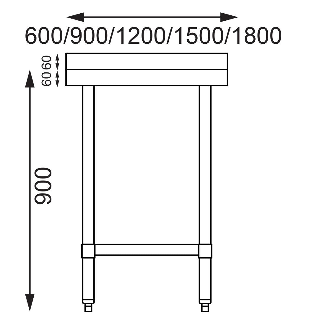 Vogue Stainless Steel Table with Upstand 1800mm
