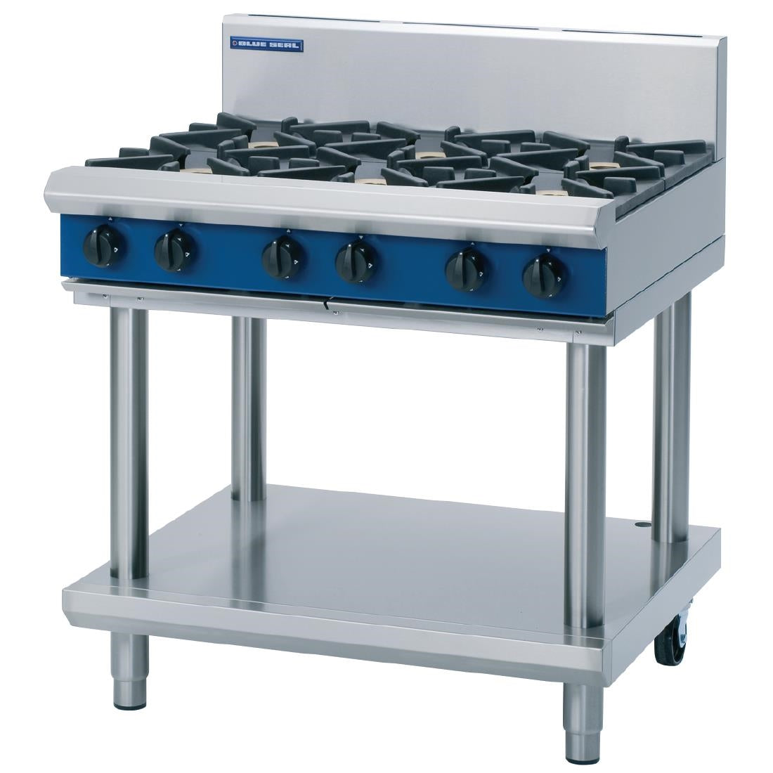 Blue Seal Evolution Cooktop 6 Open Burners Nat Gas on Stand 900mm G516D-LS/N