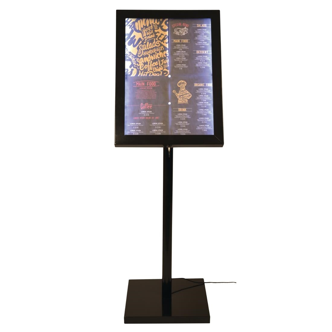 Securit LED Menu Display Case Black