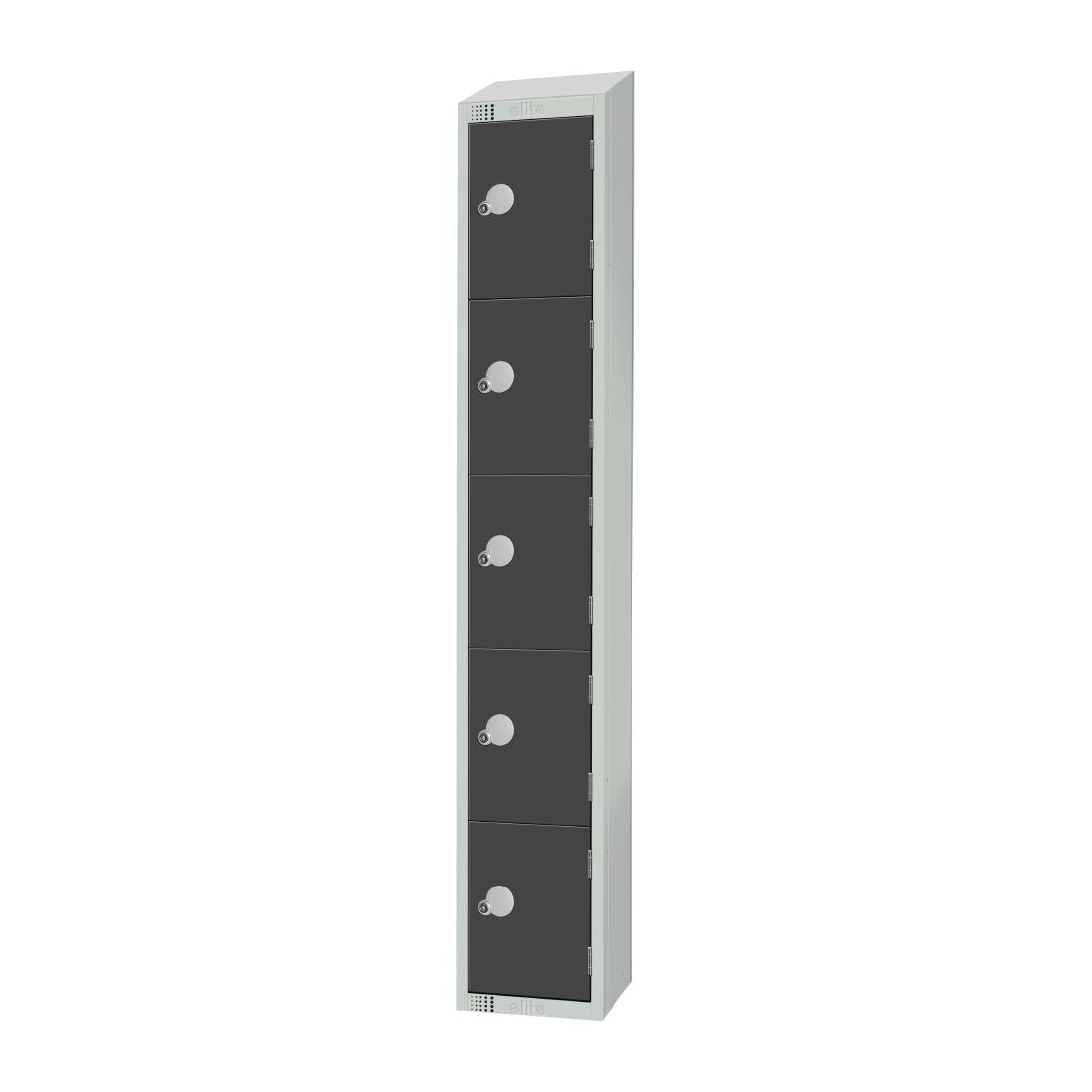Elite Five Door Coin Return Locker with Sloping Top Graphite Grey