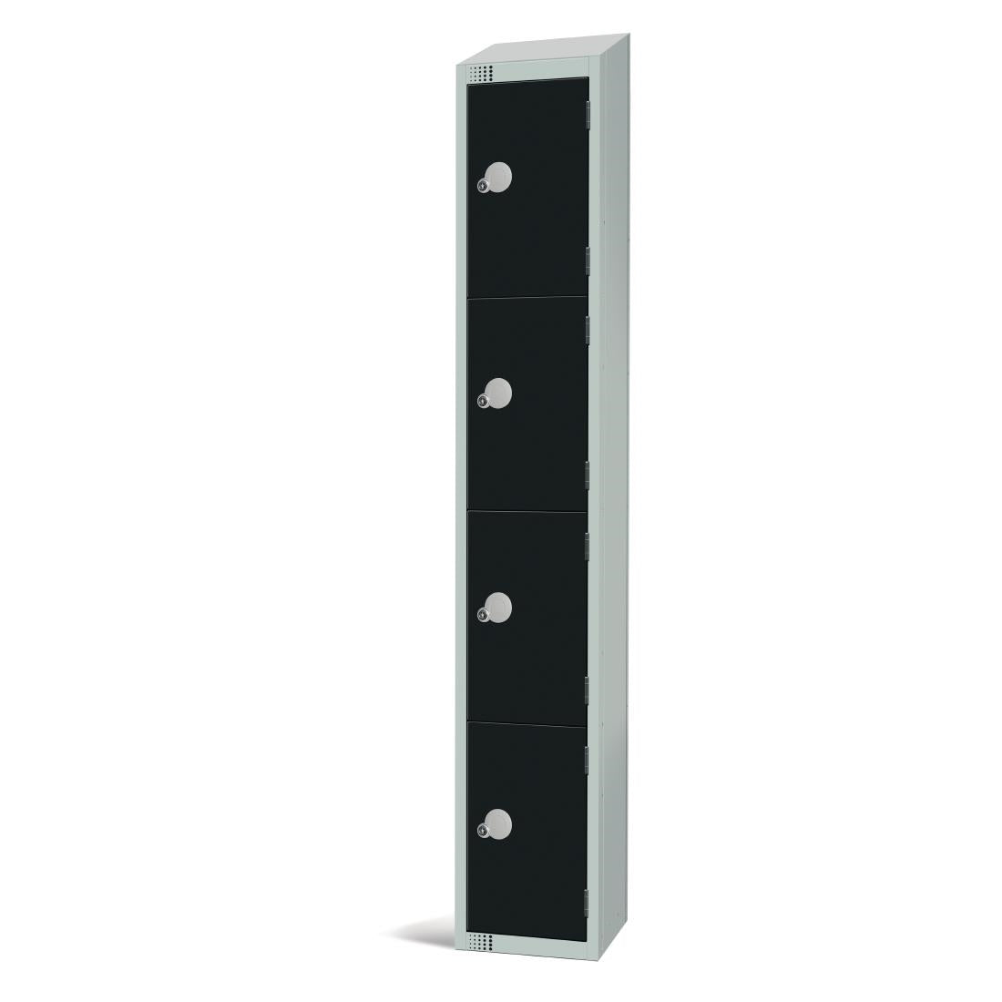 Elite Four Door Coin Return Locker with Sloping Top Black