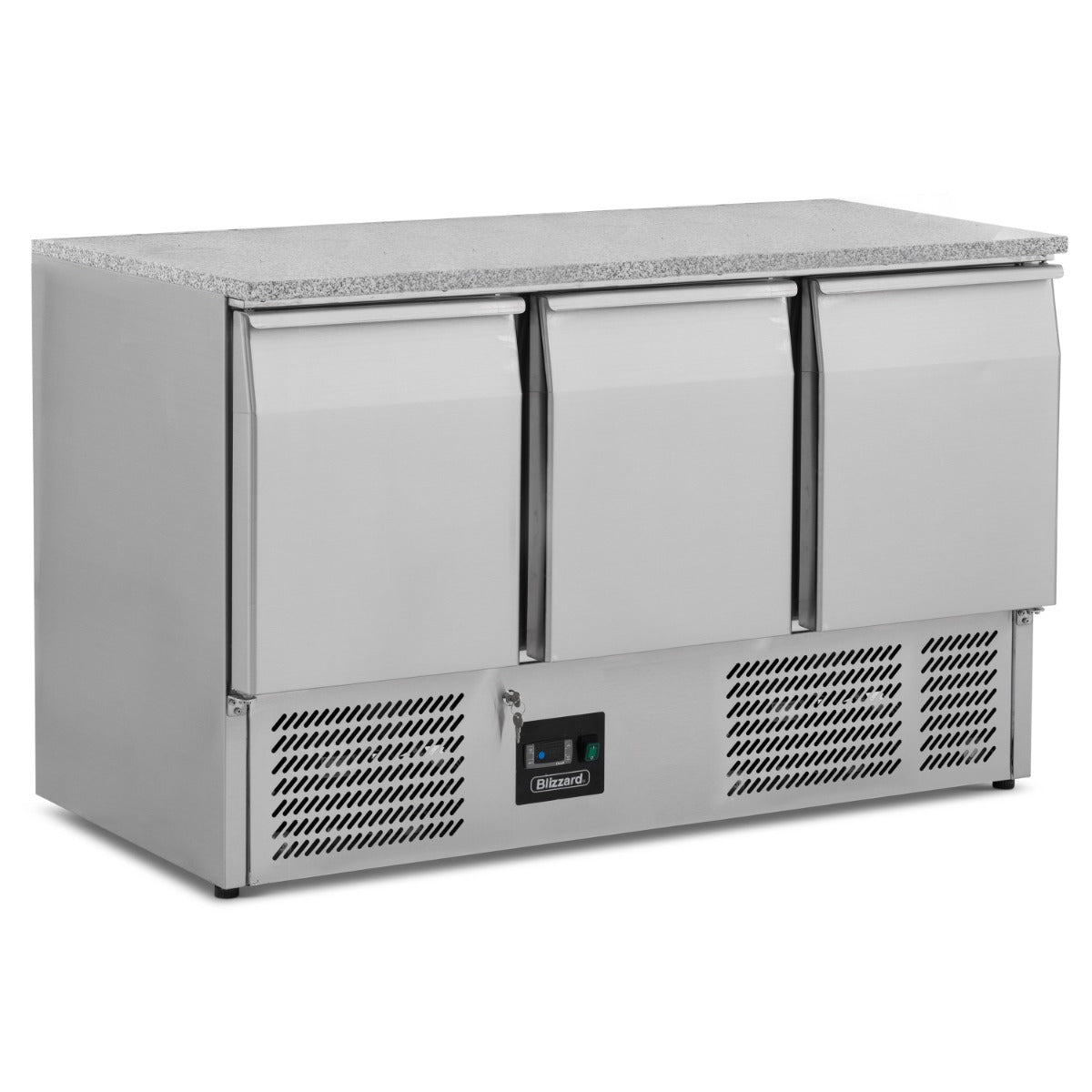 Compact Triple Door Counter Refrigerator With Granite Worktop