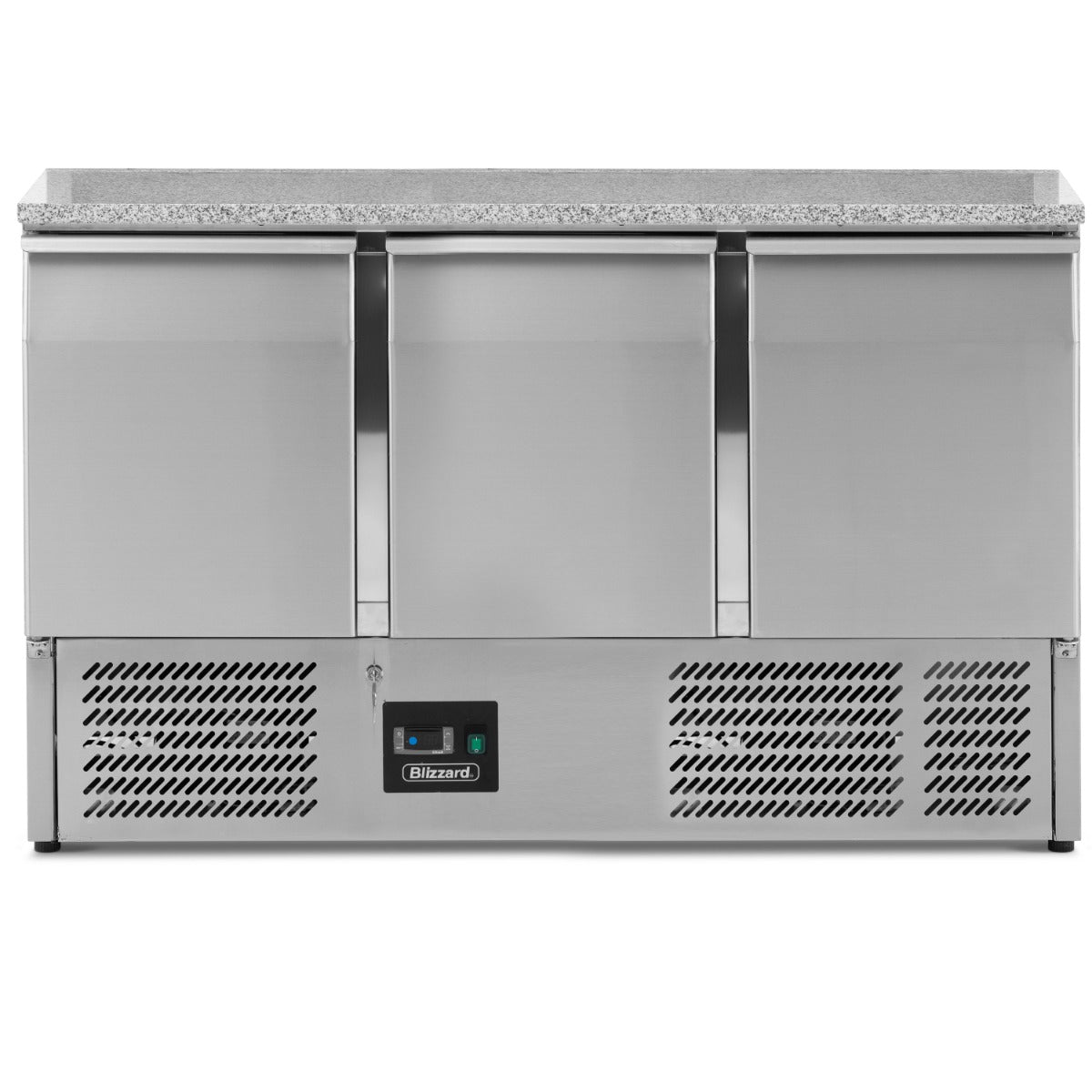 Compact Triple Door Counter Refrigerator With Granite Worktop