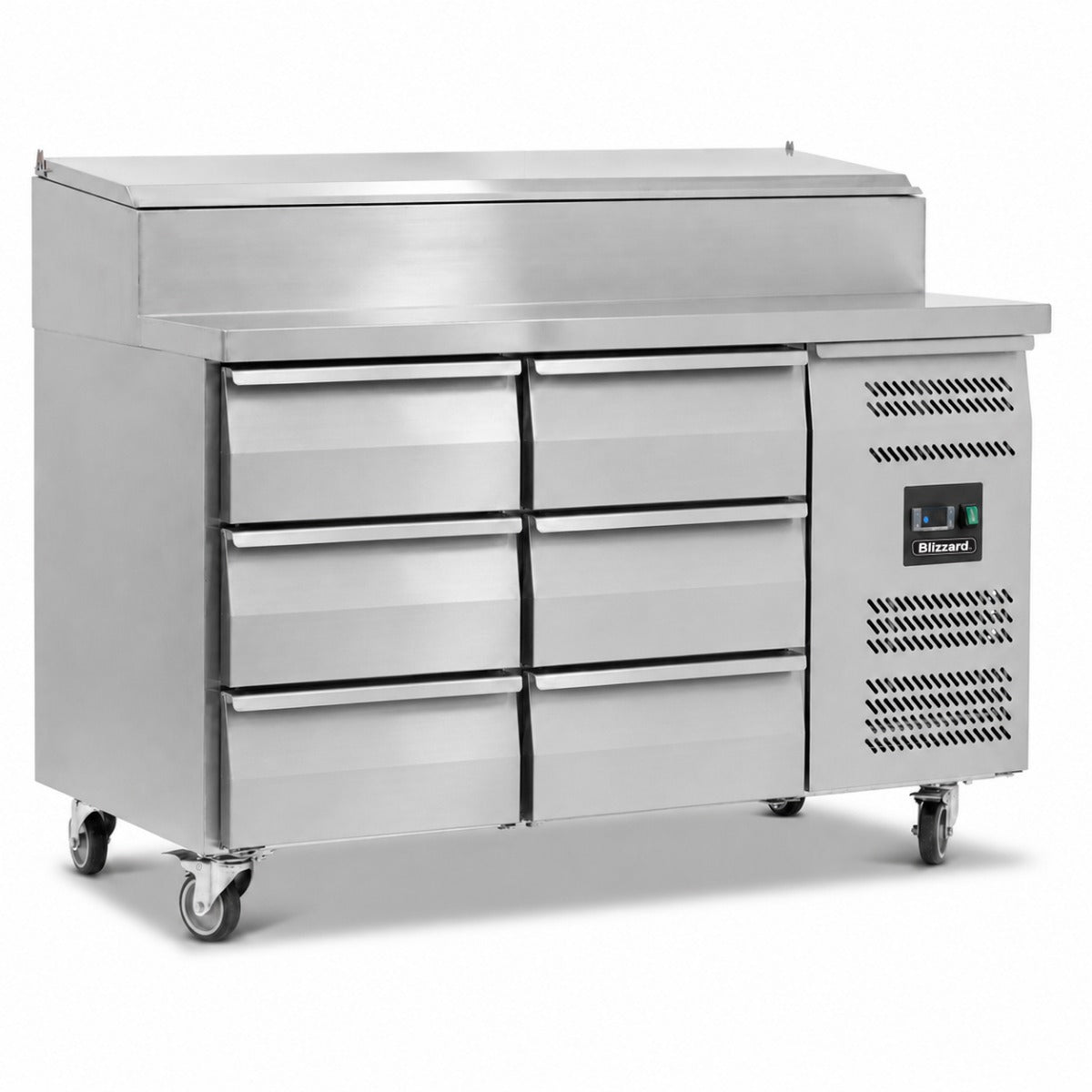 Six Drawer Refrigerated Prep Counter With Raised Collar
