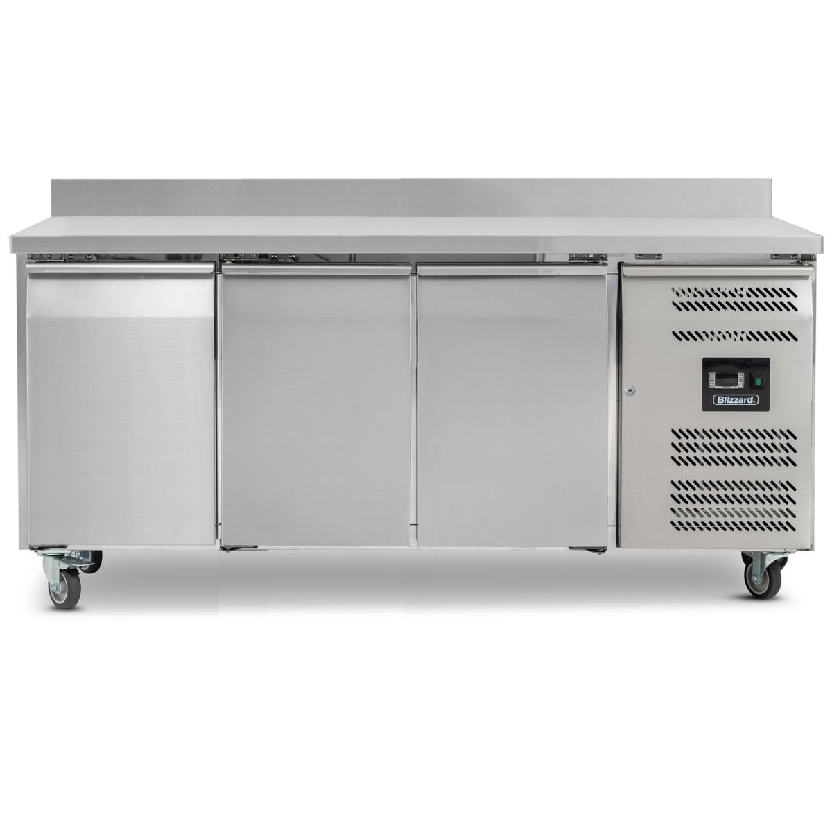 Triple Hinged Door Counter Refrigerator With Upstand