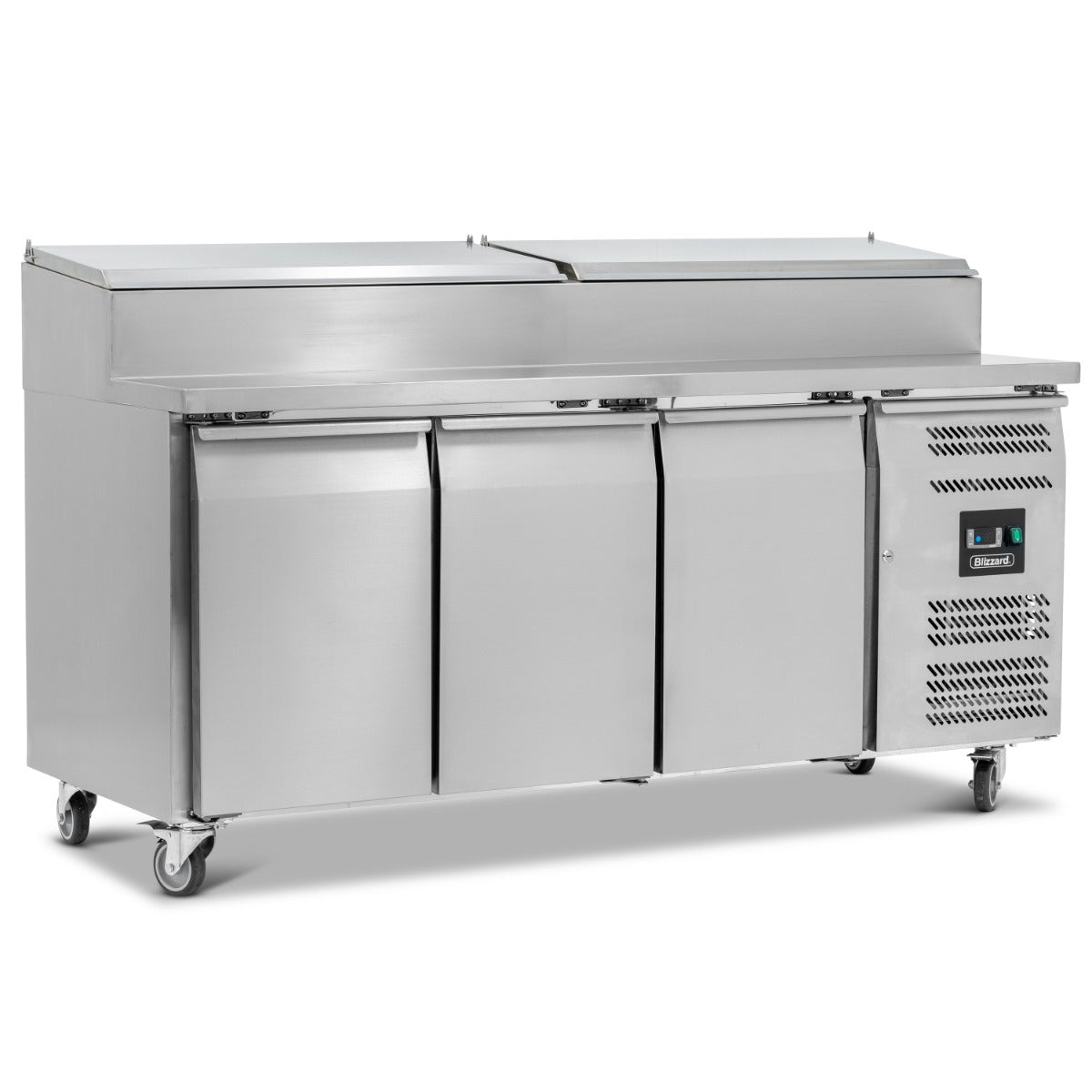 Triple Door Refrigerated Prep Counter With Raised Collar