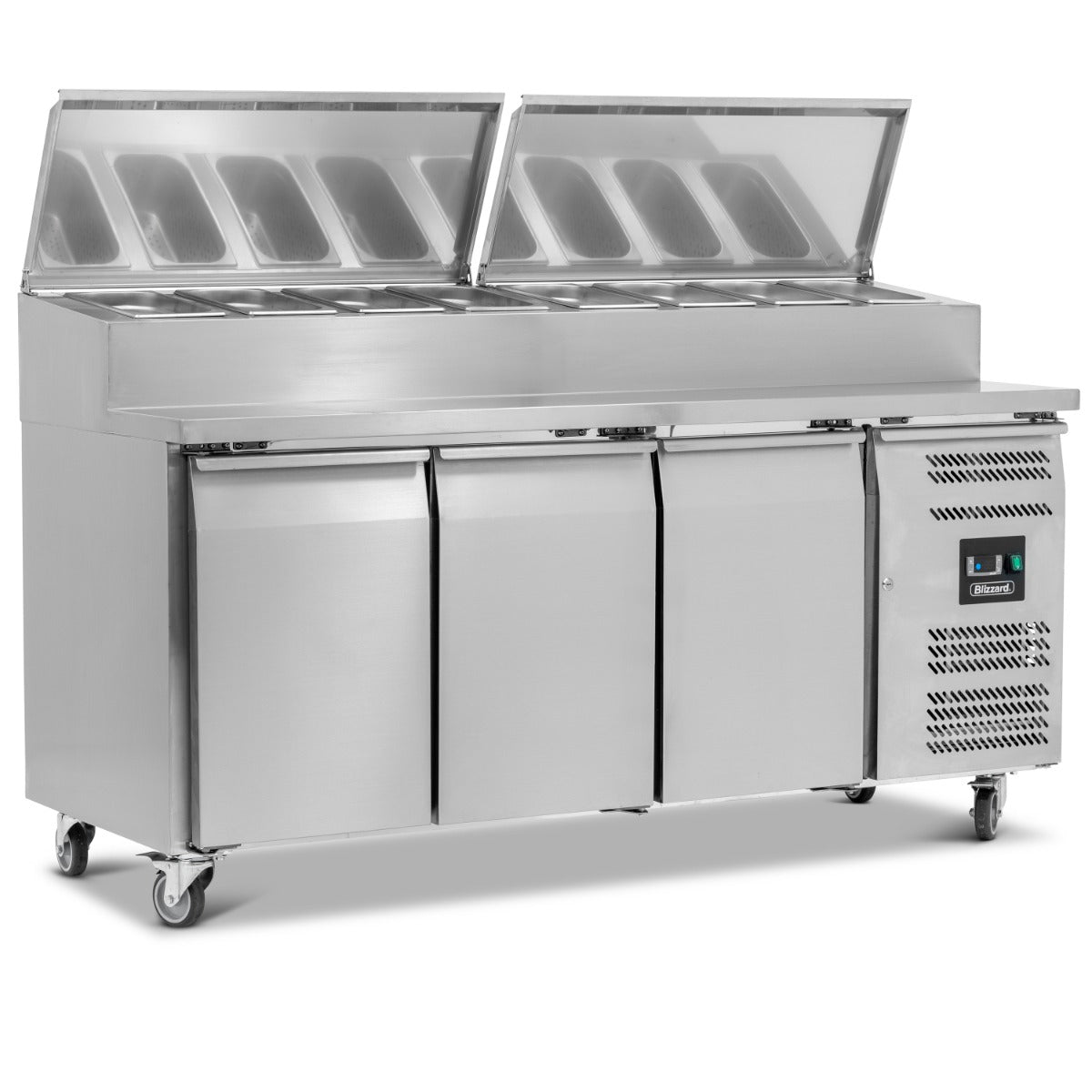 Triple Door Refrigerated Prep Counter With Raised Collar
