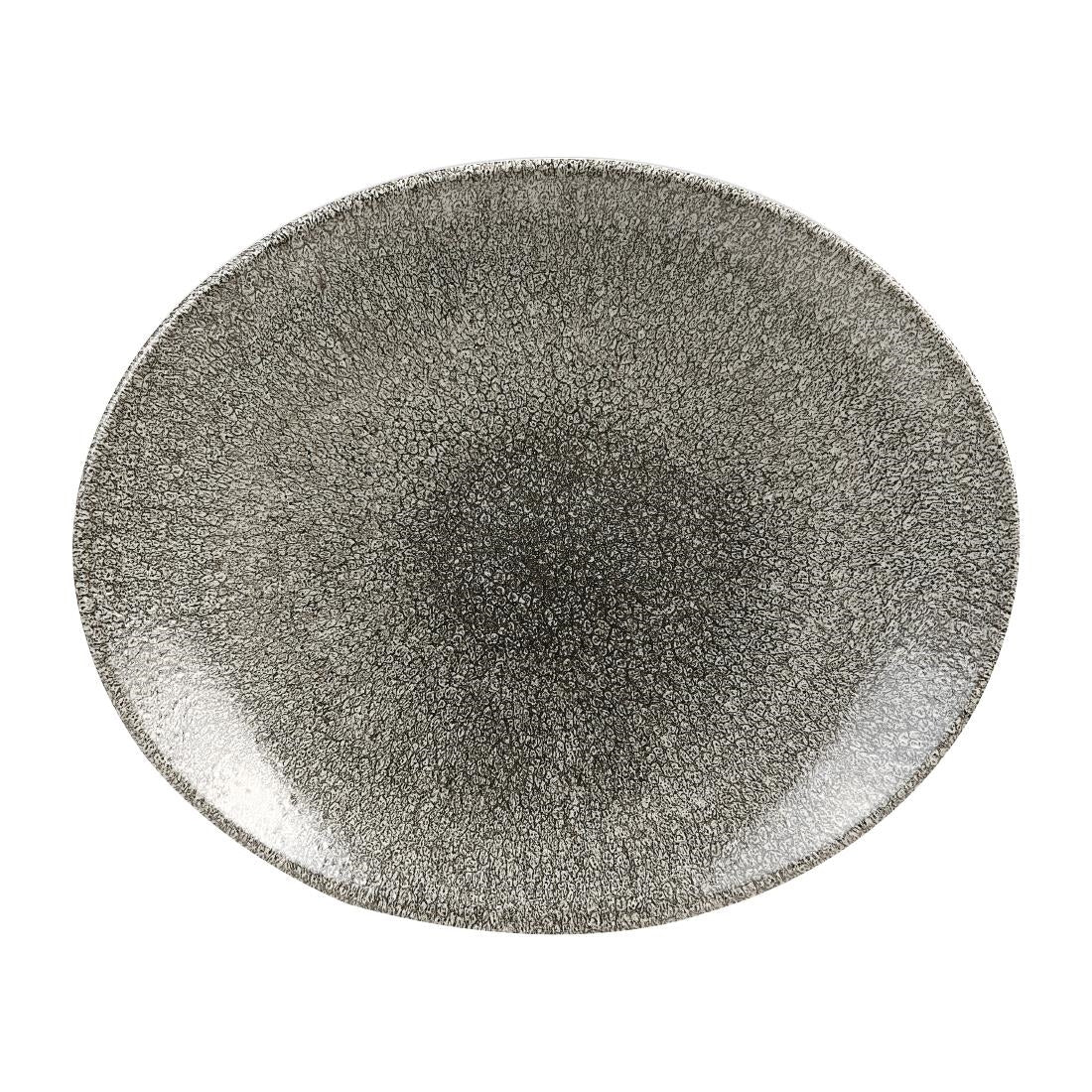 Churchill Studio Prints Raku Oval Coupe Plates Quartz Black 270mm (12 Pack)
