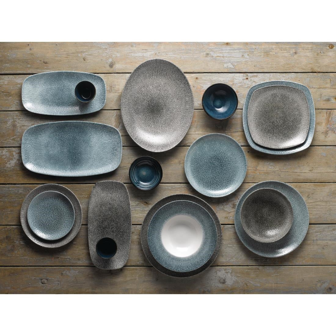 Churchill Studio Prints Raku Oval Coupe Plates Topaz Blue 317mm (12 Pack)