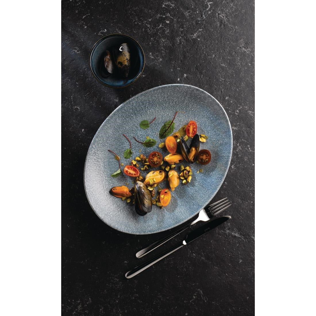 Churchill Studio Prints Raku Oval Coupe Plates Topaz Blue 317mm (12 Pack)
