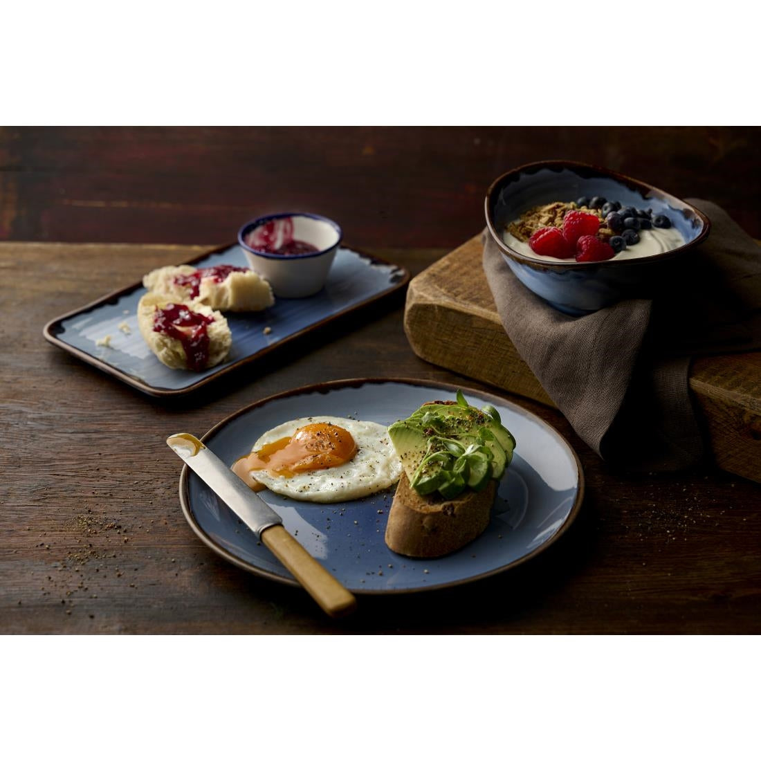 Dudson Harvest Indigo Organic Rectangle Angular Plates 106x160mm(12 Pack)