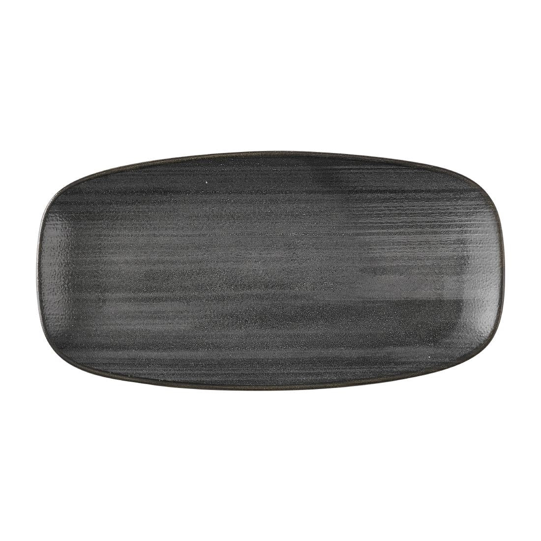 Churchill Stonecast Raw Black Chefs Oblong Plates 280 x 152mm (12 Pack)