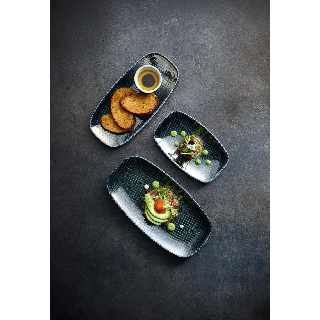 Churchill Studio Prints Astro Metallic Blue Chefs Oblong Plates 270x 127mm (12 Pack)