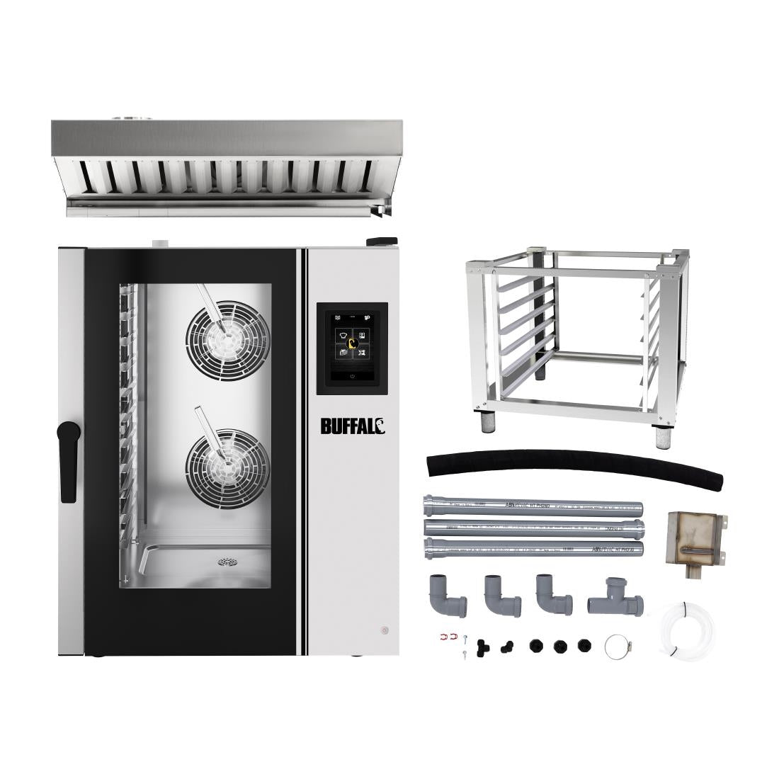 Buffalo Smart Touchscreen Combi Oven 11 x GN 1/1 w/stand Hood & Installation Kit