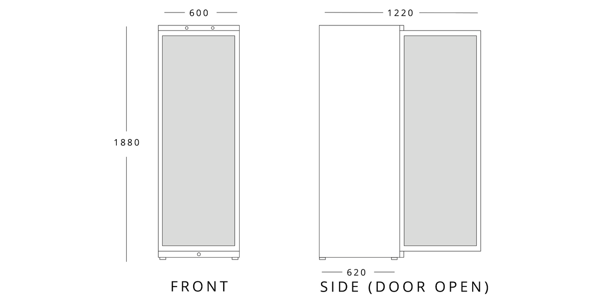 Upright 360 L Single Hinged Glass Door Freezer