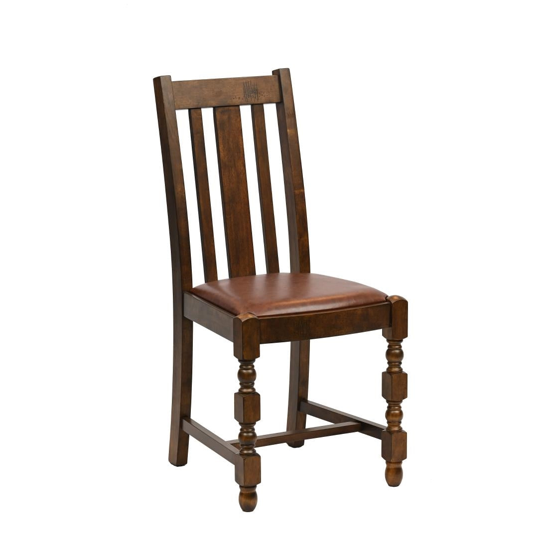 Thame Dining Chairs Vintage Wood with Bison Espresso Seat (6 Pack)