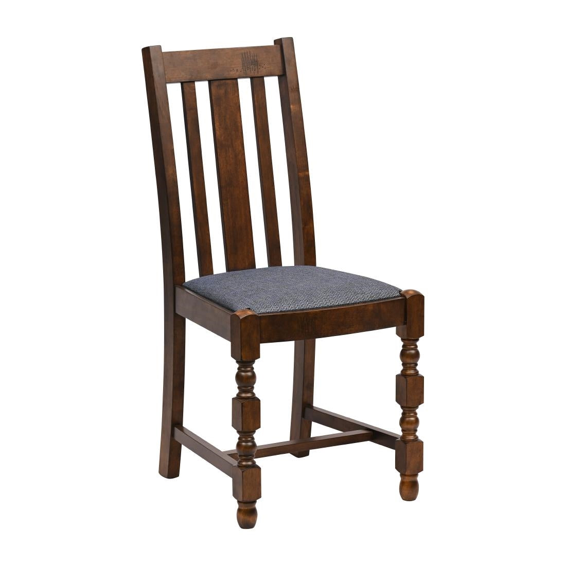 Thame Dining Chairs Vintage Wood with Shetland Sea Seat (6 Pack)