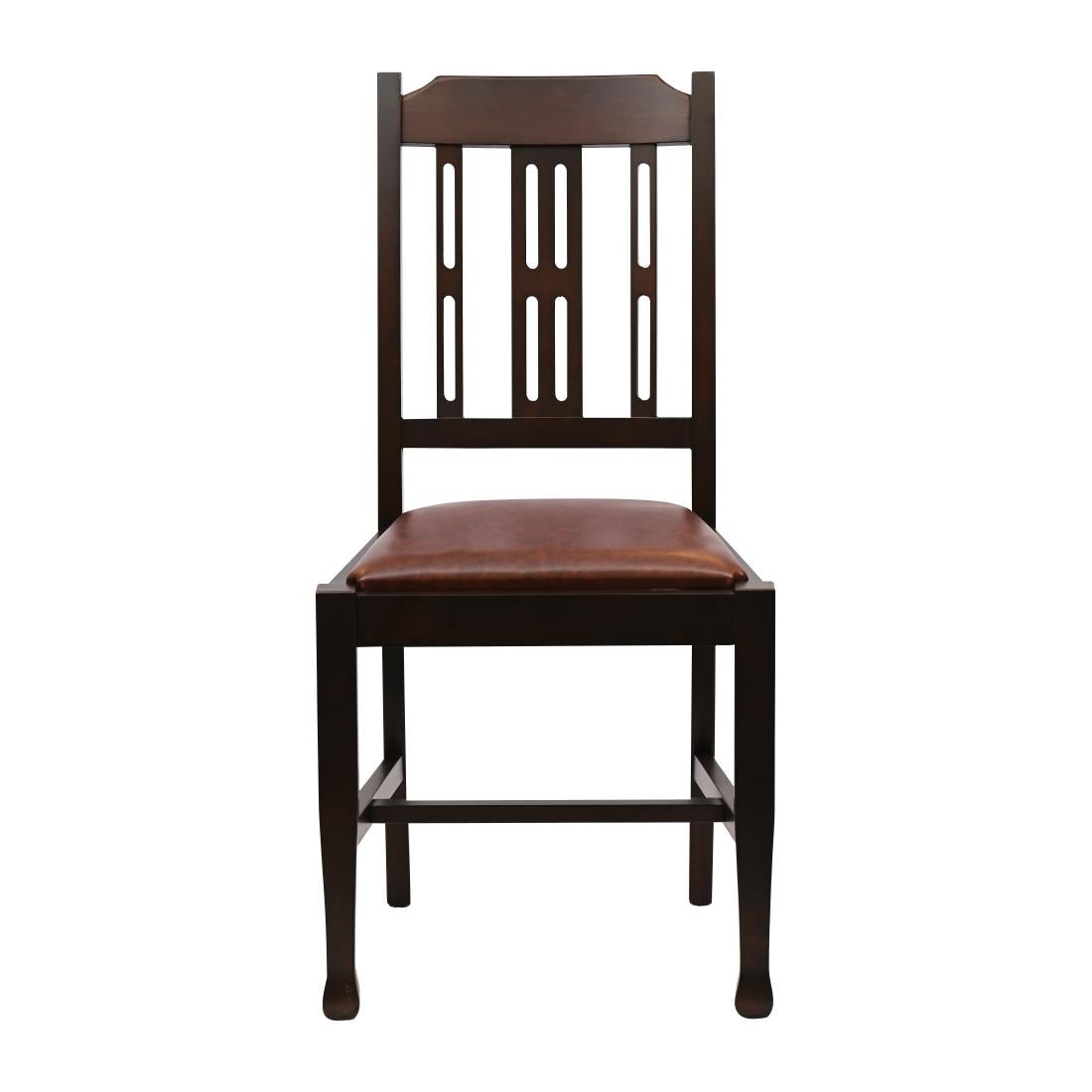 Lattice Back Dining Chairs Dark Walnut with Bison Espresso Seat (6 Pack)