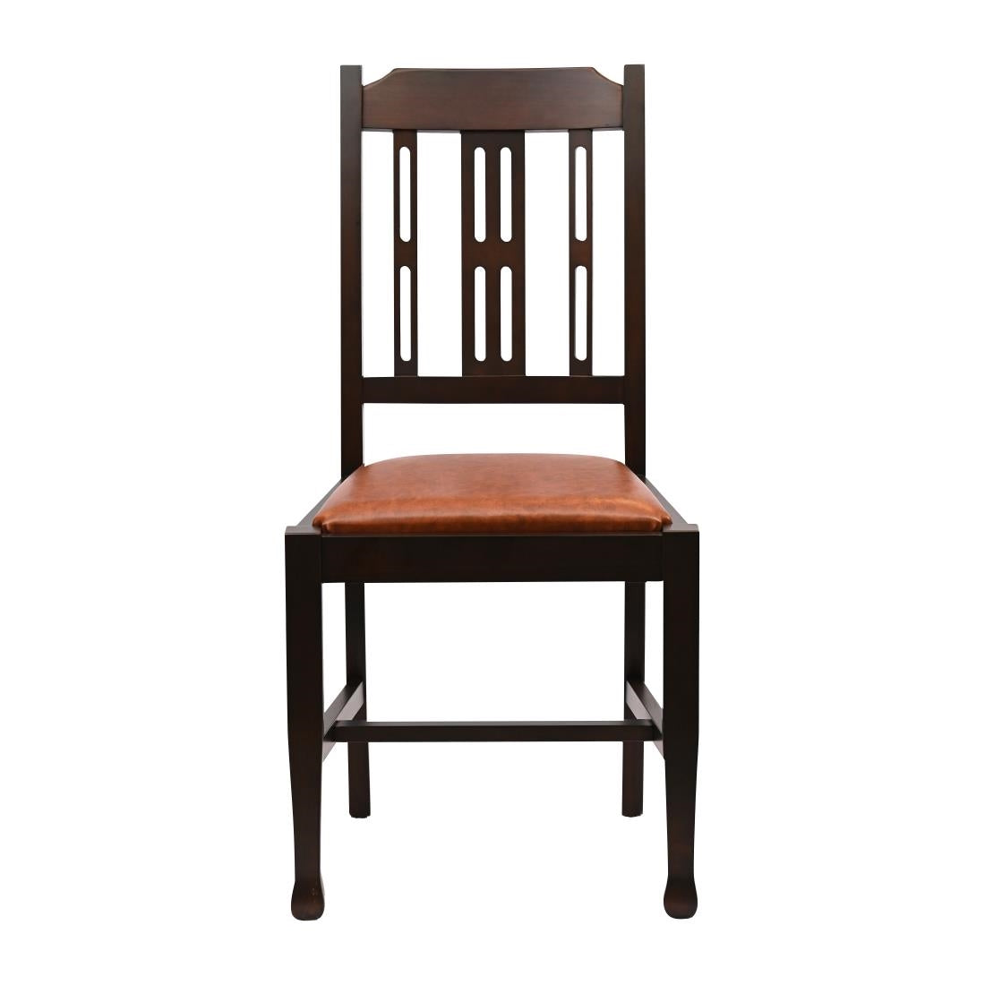 Lattice Back Dining Chairs Dark Walnut with Bison Tan Seat (6 Pack)