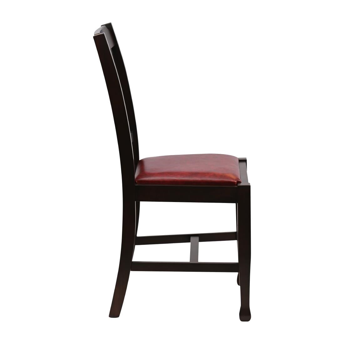 Lattice Back Dining Chairs Dark Walnut with Bison Bordeaux Seat (6 Pack)