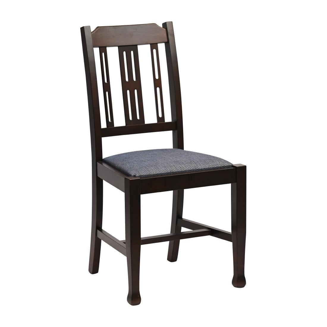 Lattice Back Dining Chairs Dark Walnut with Shetland Sea Seat (6 Pack)