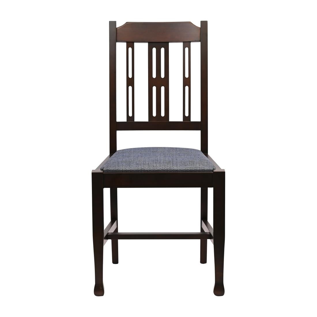Lattice Back Dining Chairs Dark Walnut with Shetland Sea Seat (6 Pack)