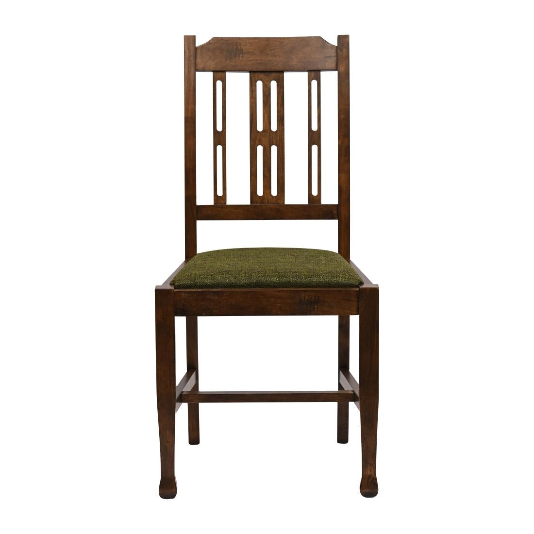 Lattice Back Dining Chairs Vintage Wood with Shetland Forest Seat (6 Pack)