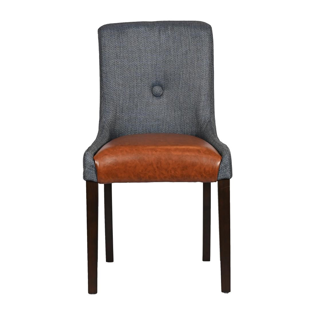Bath Walnut Dining Chairs with Sea Back & Tan Seat (6 Pack)