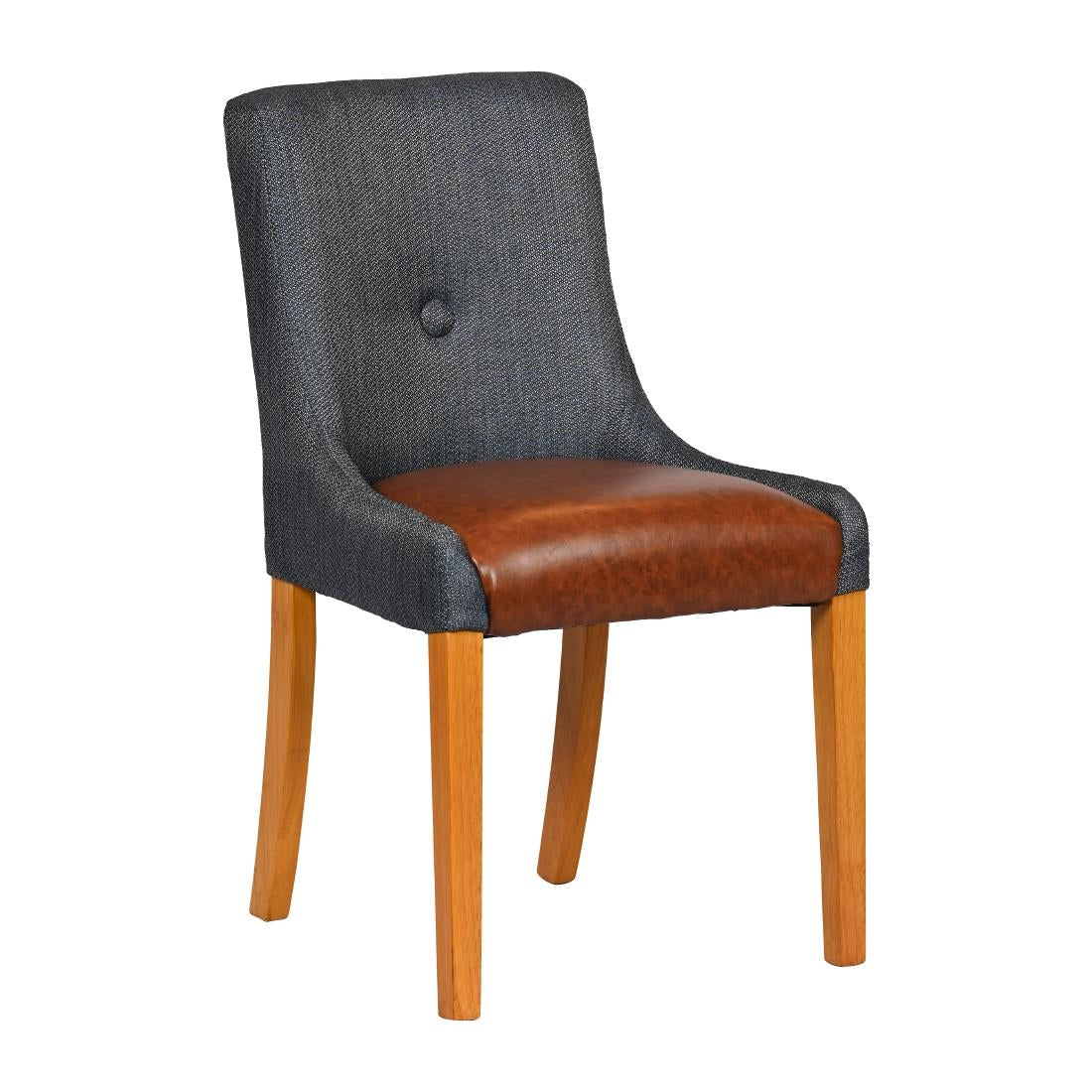 Bath Soft Oak Dining Chairs with Sea Back & Tan Seat (6 Pack)