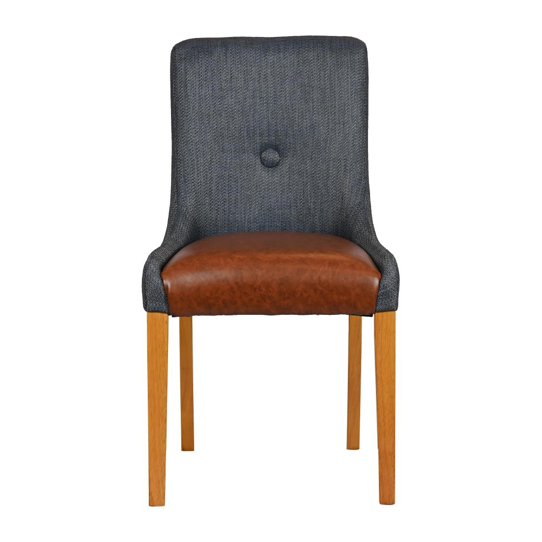Bath Soft Oak Dining Chairs with Sea Back & Tan Seat (6 Pack)